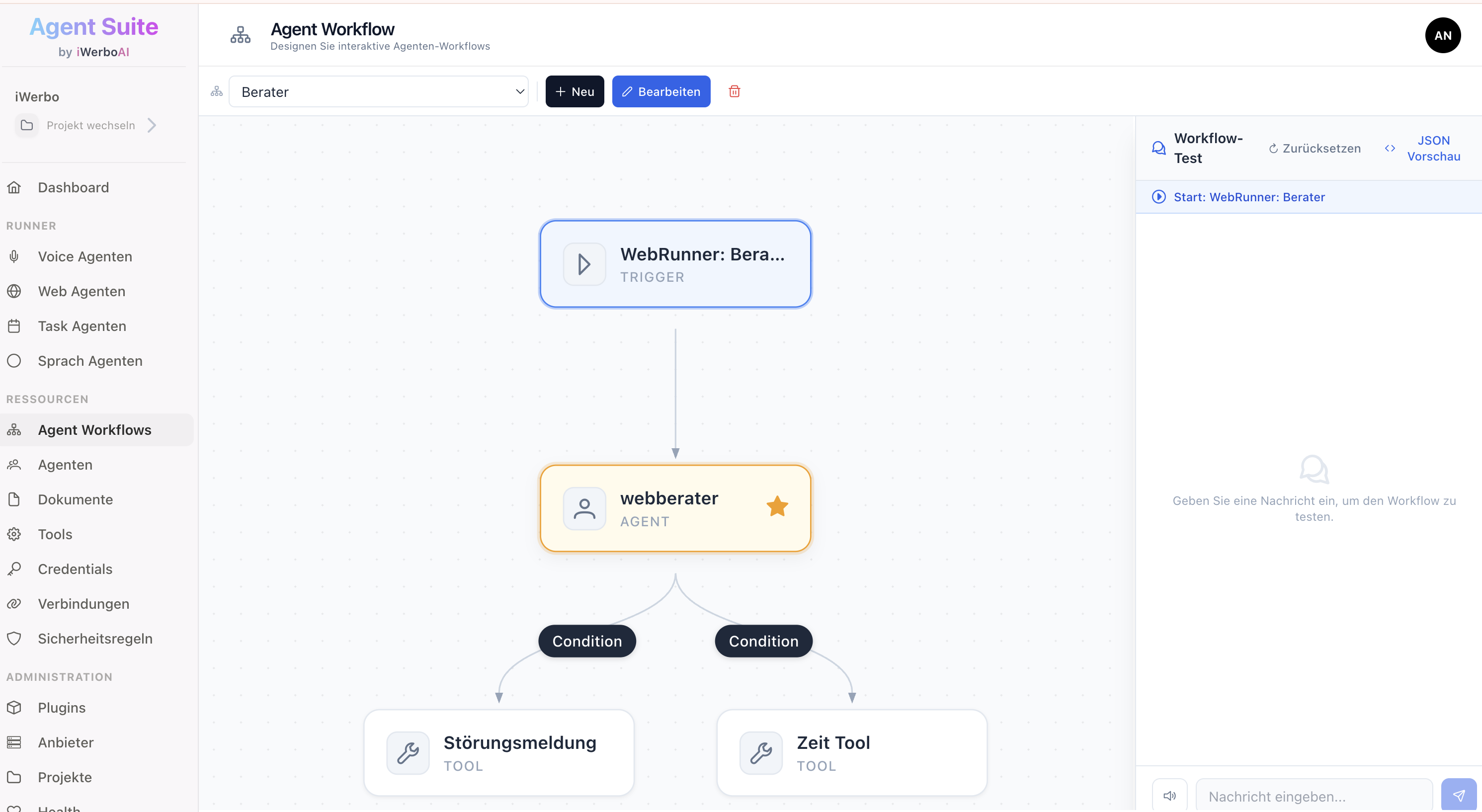 Screenshot der iWerbo Agent Suite