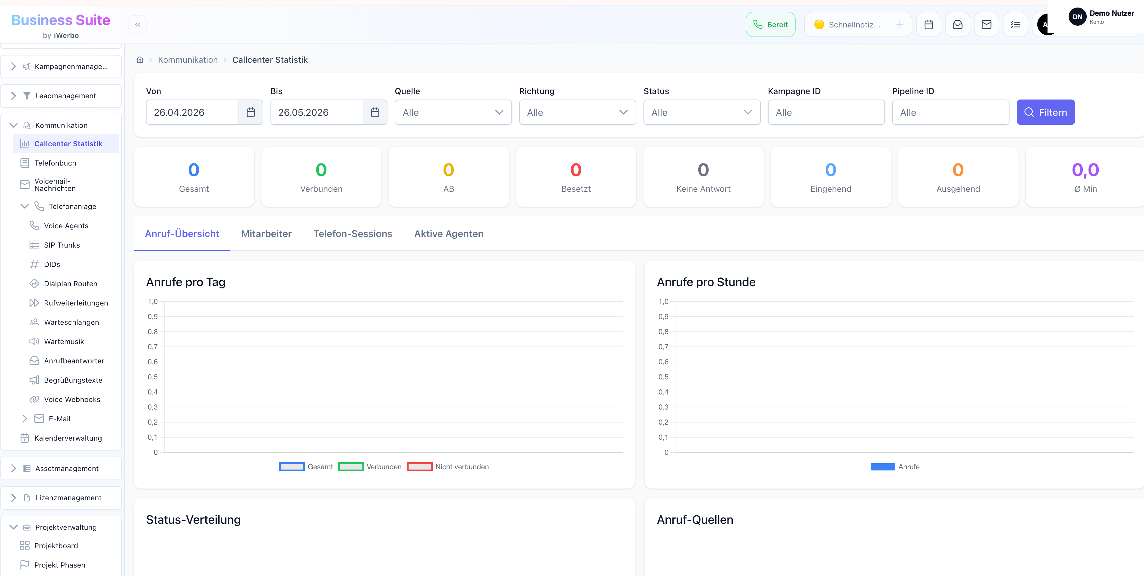 Screenshot Telefonie & Callcenter